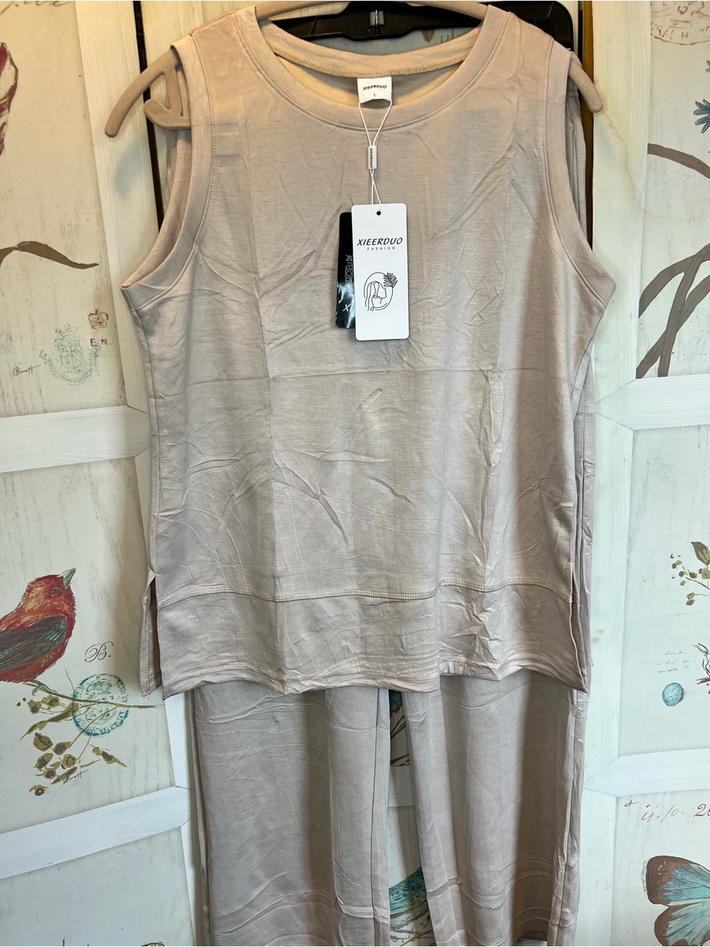 Sleeveless Wide-Leg Jumpsuit - Beige